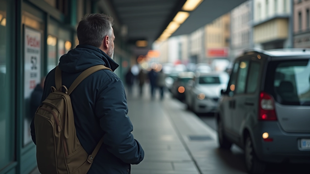 Člověk při výběru mezi taxíkem a metrem na stanici metra v Praze